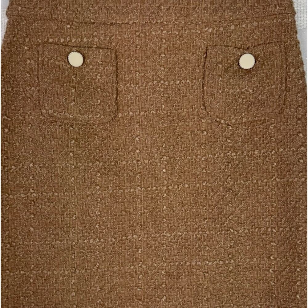 Maison d'Amelie Size 6 Brown Tweed Mini Skirt Front Patch Pockets - Picture 6 of 9